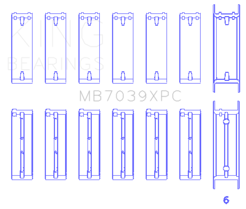 King Engine Bearings BMW M20/M50 2.0L/2.5L/2.7L Crankshaft Main Bearings Set - 7 Pairs Coated