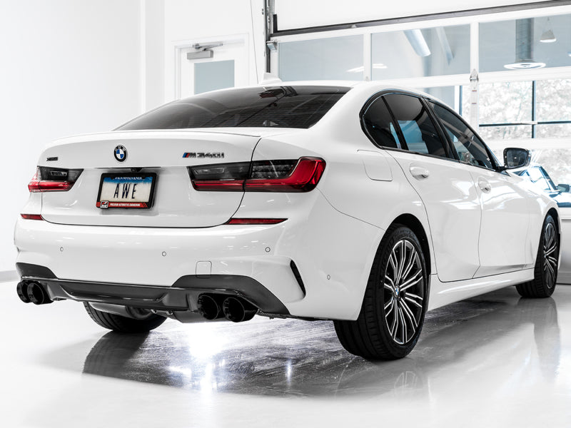 AWE Tuning 2019+ BMW M340i (G20) Resonated Touring Edition Exhaust - Quad Diamond Black Tips