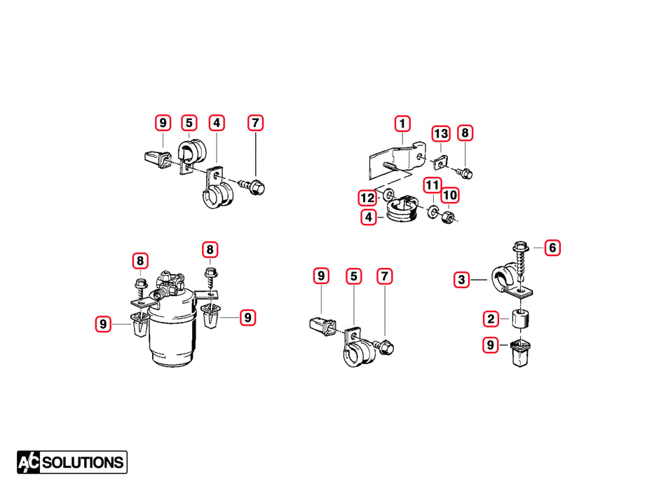 A/C Solutions BMW E30 Bracket and Hardware Kit