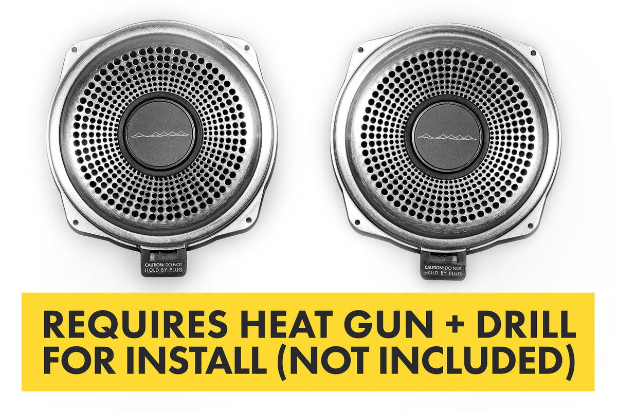 BACKORDERED - SHIPS SECOND HALF OF SEPTEMBER- RECOMMEND YOU ORDER NOW TO LOCK IN DISCOUNT AND LIMITED FUTURE INVENTORY - Bavsound Ghost Underseat Subwoofers for BMW, V3, 2 Ohm, Pair [REQUIRES HEAT GUN & DRILL]