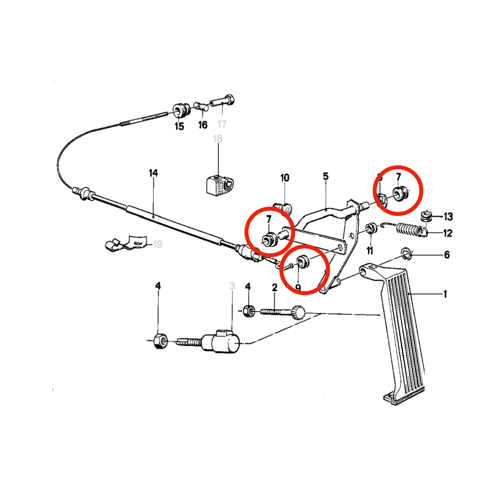bmw gas pedal BMW E30 Gas Pedal Bushing Rebuild Kit – Race German
