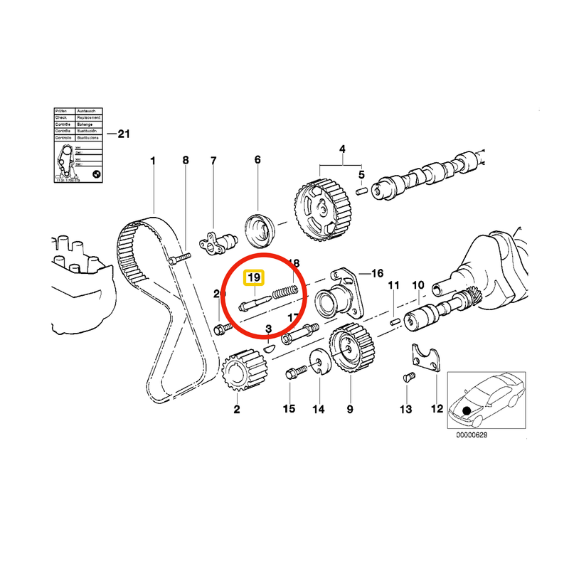 BMW E30 E28 Timing Belt Guide Pin - 11311280960