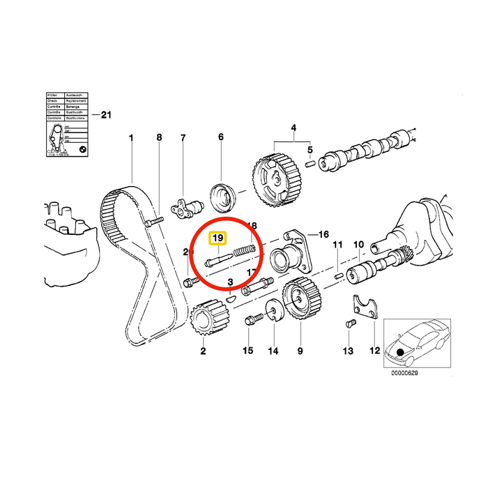 BMW E30 E28 Timing Belt Guide Pin - 11311280960