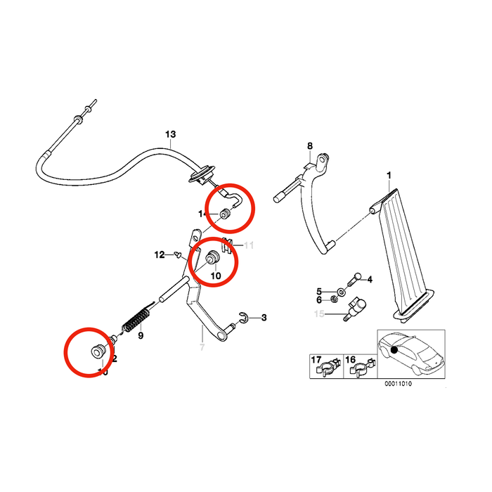 BMW E36 Gas Pedal Bushing Rebuild Kit