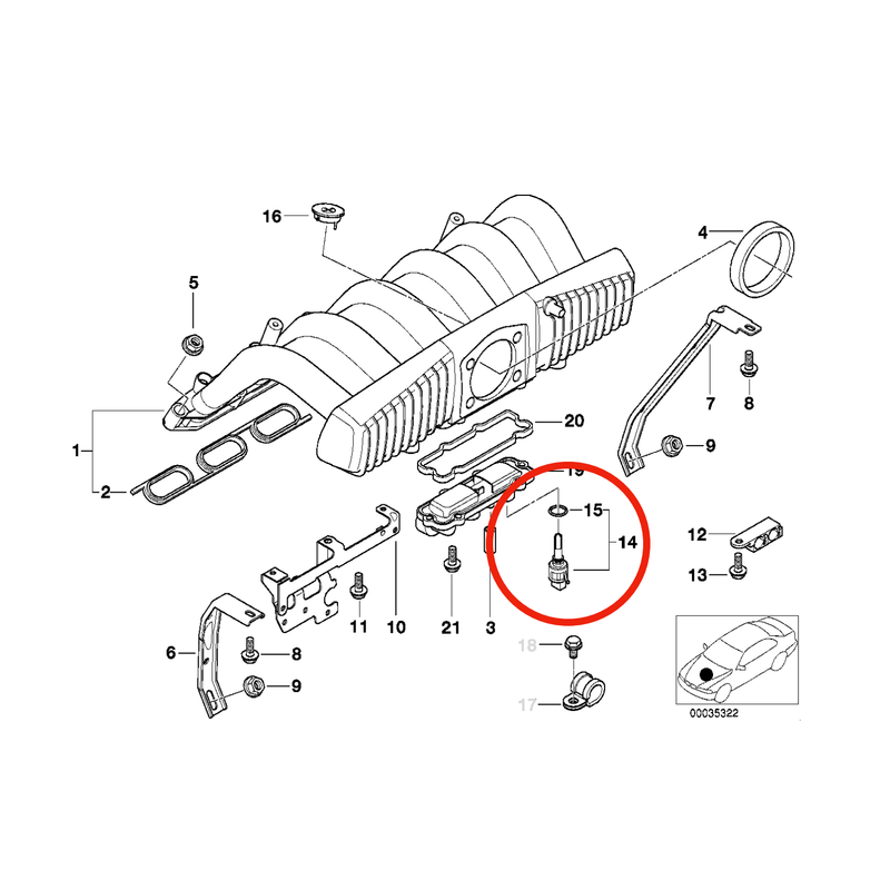 BMW M52/M54 Inlet Air Temperature Sensor - 13621739510