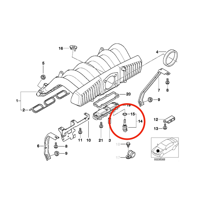 BMW M52/M54 Inlet Air Temperature Sensor - 13621739510