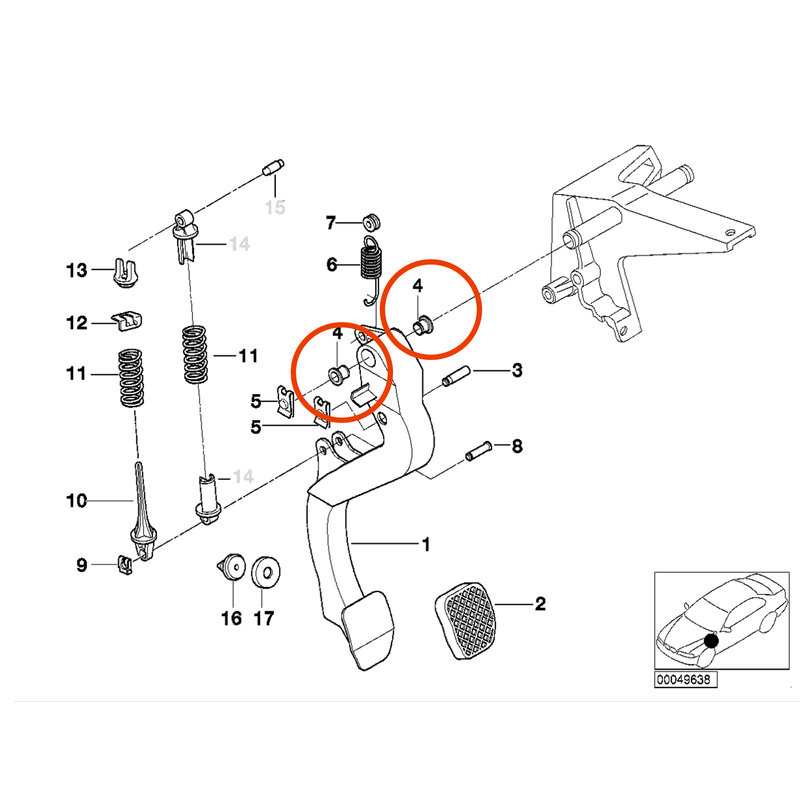 Brass Brake & Clutch Pedal Bushings for BMW