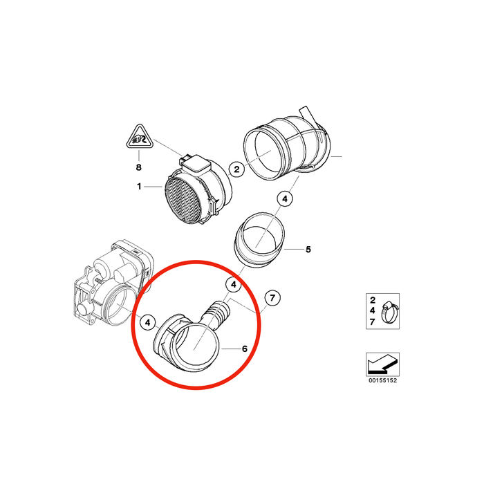 BMW Lower Intake Boot - 13541438759