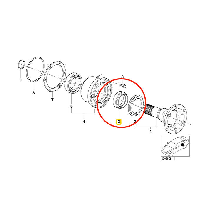 BMW Differential Output Flange Seal - 33107505602