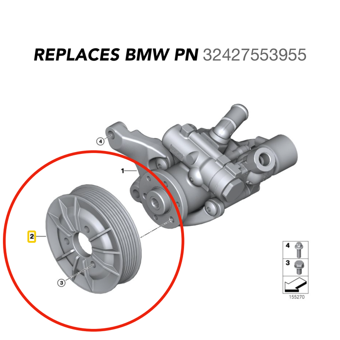 E9x E8x HD Aluminum Power Steering Pump Pulley