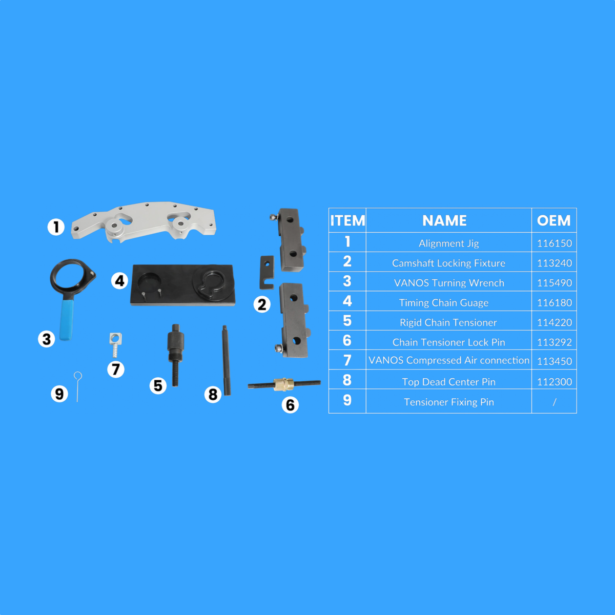 Dual VANOS M52TU M54 M56 Camshaft Locking Tool Kit