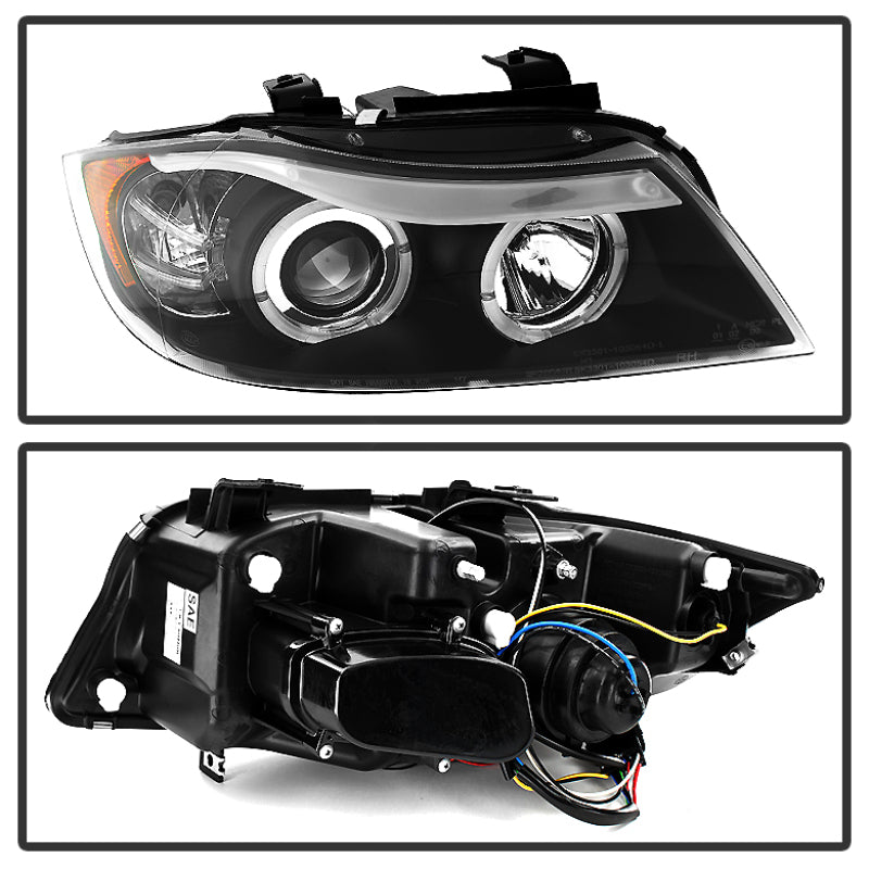 Spyder BMW E90 3-Series 06-08 Projector LED Halo Amber Reflector Rplc Bulb Blk PRO-YD-BMWE9005-AM-BK