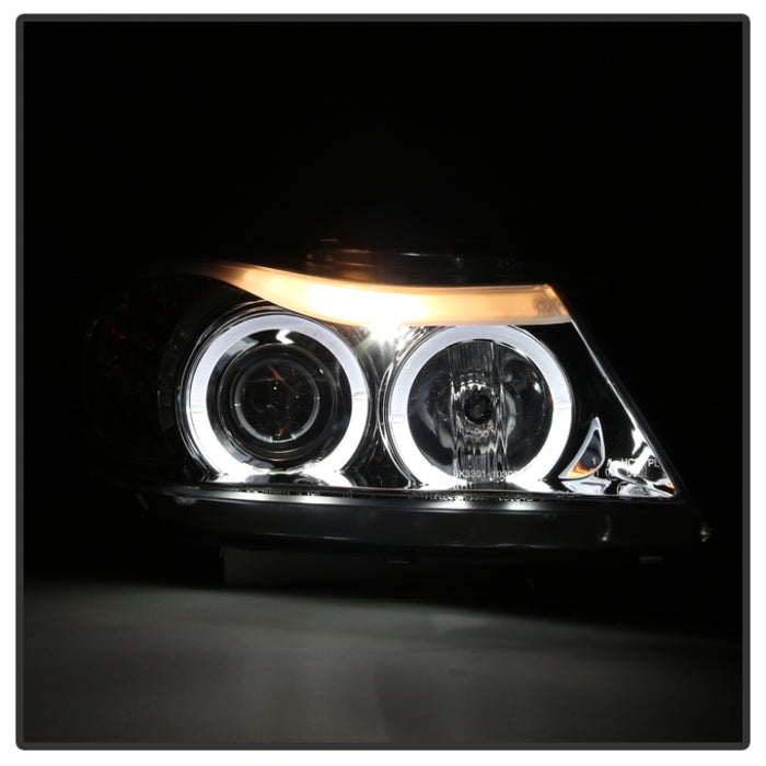 Spyder BMW E90 3-Series 06-08 Projector LED Halo Amber Reflctr Rplc Bulb Chrm PRO-YD-BMWE9005-AM-C