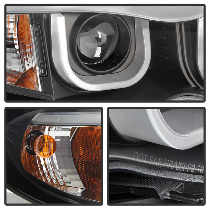 Spyder BMW E46 3-Series 02-05 4DR Projector Headlights 1PC 3D Halo Blk PRO-YD-BMWE4602-4D-3DDRL-BK