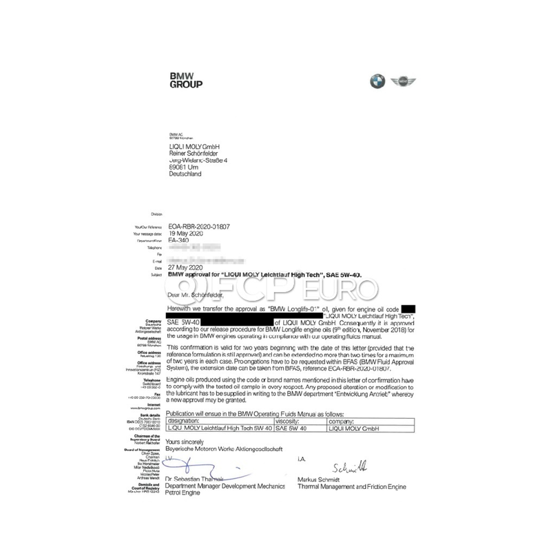 Liquimoly 5W40 Leichtlauf Oil Change Kit (M3/328I)