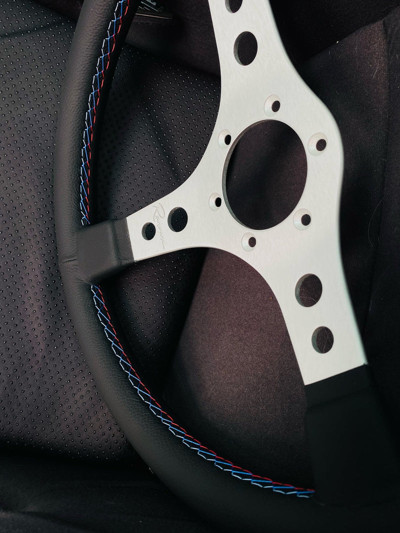 Renown Riverside Silver Motorsport Leather Steering Wheel