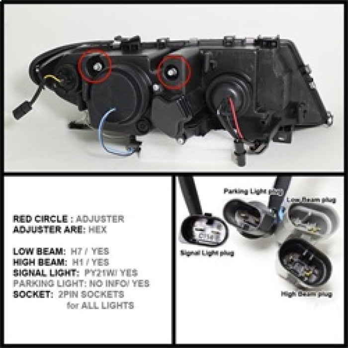Spyder BMW E46 3-Series 02-05 4DR Projector Headlights 1PC LED Halo Blk PRO-YD-BMWE4602-4D-AM-BK